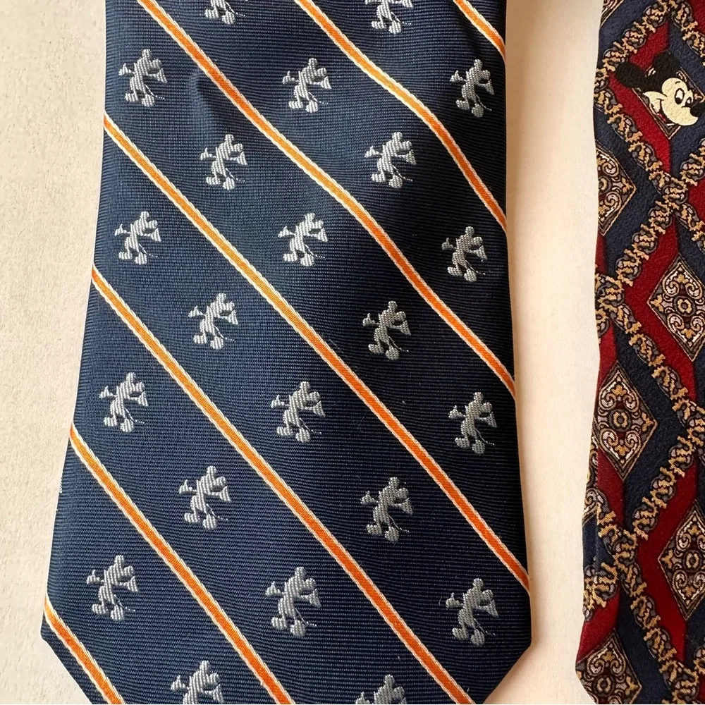Walt Disney World Men’s‎ 100% Silk Tie Necktie Mickey Mouse Lot Of 2